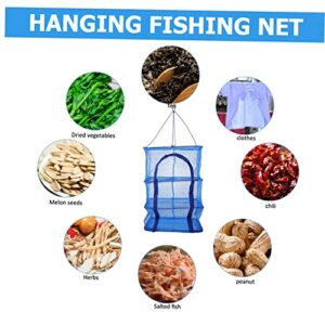 CHILDWEET Foldable Fish Cage Foldable Basket Outdoor Plants Blue Sweater Vegetable Dryer Hanging Mesh Food Dryer Rack Mesh Drying Rack Nylon Multi-Layer Net Nylon Fruit Blue Hanging Cage