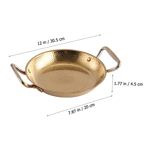 RUNROTOO Double Ears Sukiyaki Korean Hot Pot Stainless Steel Fry Pan Stainless Steel Saucepan Paella Pan Appetizer Plate Dish Paella Cooking Pan Sturdy Cooking Pot Home Cooking Pan Cookware