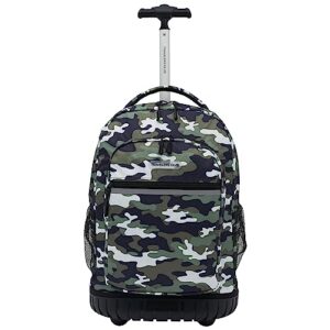 travelers club rolling backpack with shoulder straps, camo, 18-inch