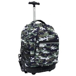 Travelers Club Rolling Backpack with Shoulder Straps, Camo, 18-Inch