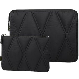 voova puffy laptop sleeve carrying case 13 13.3 inch,cute computer cover bag with accessories pouch for macbook air/macbook pro 13 m1/m2,surface pro x/9/8/7,ipad pro 12.9,11.6-12" chromebook,black