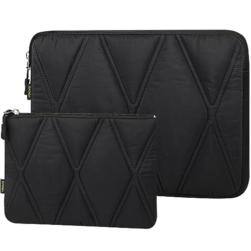 Voova Puffy Laptop Sleeve Carrying Case 13 13.3 Inch,Cute Computer Cover Bag with Accessories Pouch for MacBook Air/MacBook Pro 13 M1/M2,Surface Pro X/9/8/7,iPad Pro 12.9,11.6-12" Chromebook,Black