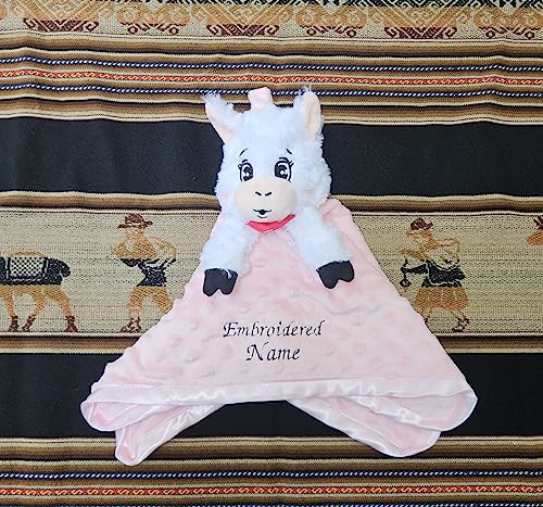 PICKY LLAMA Personalized Plush Stuffed Animal Snuggler Security Blanket 16 Inches (Personalized Pink Llama)