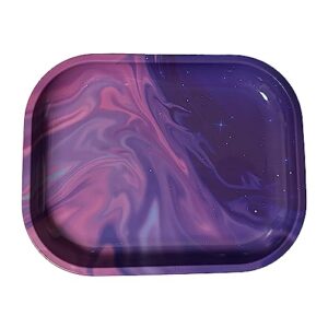rolling tray “purple pink swirl” 5.5” x 7” metal tobacco accessories