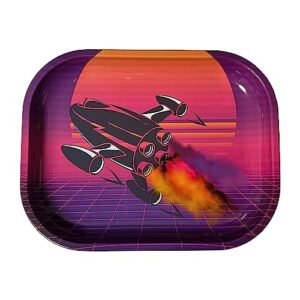 rolling tray “blast off” 5.5” x 7” metal tobacco accessories