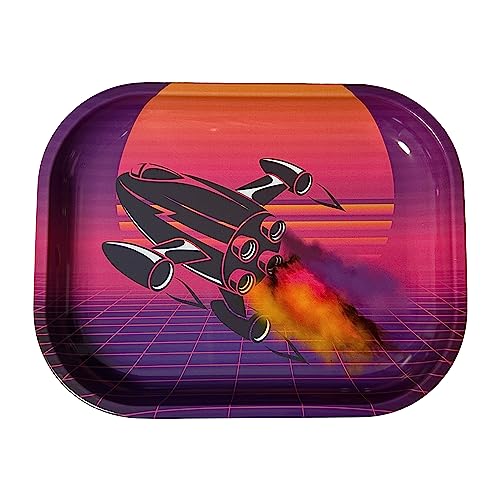 Rolling Tray “Blast Off” 5.5” x 7” Metal Tobacco Accessories