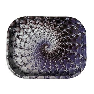 rolling tray “fractal swirl” 5.5” x 7” metal tobacco accessories