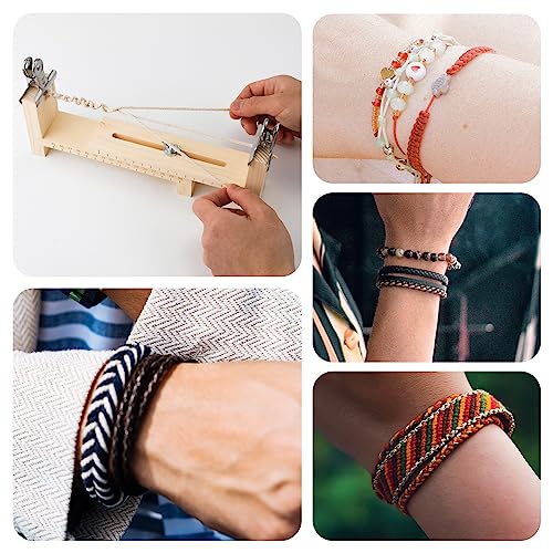 LUTER Wood Jig Bracelet Maker, Telescopic Adjustable Bracelet Maker Making Kit Wood Bracelet Jig U Shape Clear Scale Bracelet Jig with 2 Clamps for DIY Craft Hand Bracelet Knitting Tool