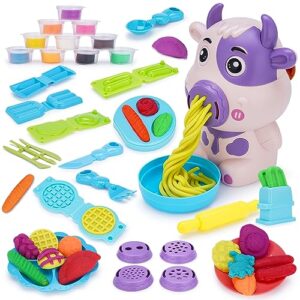 vbacala color dough toy dough tool set, clay food mold set with kitchen creative noodle toys and cow ice cream playdough machine, 3 4 6 8-year-old boy and girl birthday creative gifts