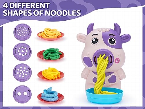 VBACALA Color Dough Toy Dough Tool Set, Clay Food Mold Set with Kitchen Creative Noodle Toys and Cow Ice Cream playdough Machine, 3 4 6 8-Year-Old Boy and Girl Birthday Creative Gifts