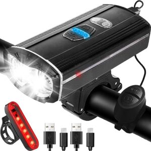 voph bike lights, 5+4 modes motion sensor rechargeable bike light for night riding, usb led bike lights front and rear with power bank, bicycle light set front and back for kids, biking, cycling, road