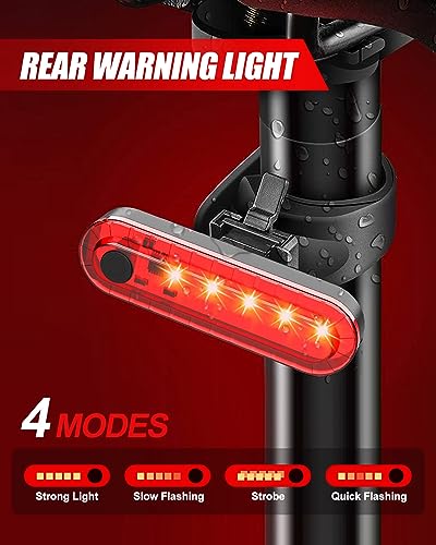 Voph Bike Lights, 5+4 Modes Motion Sensor Rechargeable Bike Light for Night Riding, USB LED Bike Lights Front and Rear with Power Bank, Bicycle Light Set Front and Back for Kids, Biking, Cycling, Road