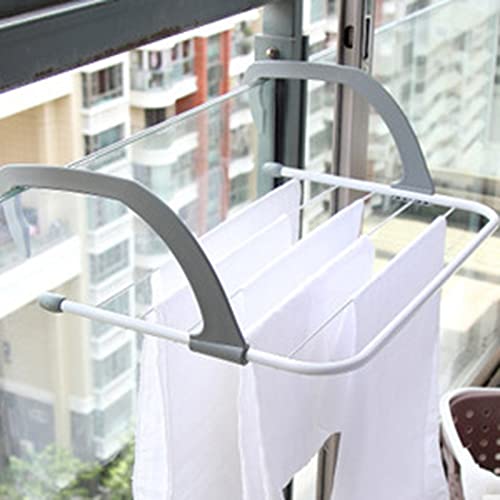 HERCHR Folding Laundry Drying Rack, Large Multipurpose Collapsible Laundry Rack Clothes Drying Rack for Balcony Railings Windowsill Indoor Outdoor(Grey)