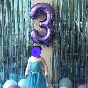 Purple Number 30 Balloons, 40 Inch Purple Mylar Foil Number 3 & 0 Balloons for Women, Self Inflating 30th Birthday Balloons for 30 Year Old Anniversary Birthday Party Decorations Supplies