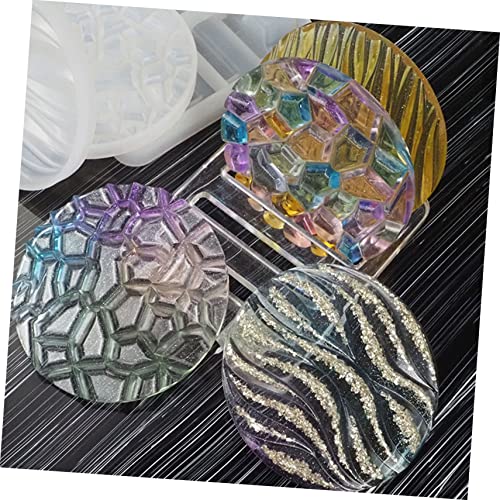 VILLCASE 1 Set Pallet Mold Circle Tray Resin Coasters Ashtray Mold Coaster Silicone Soap Molds Coaster Casting Silica Gel Resin Coaster Mold Coaster Holder Mold Cup Pad Making Tools Car Mat