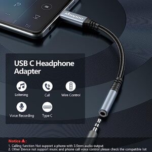 KOOPAO USB C to 3.5mm Female Headphone Jack Adapter, Type C to Aux Audio Cable Cord Compatible with iPhone 15 Plus/15 Pro Max, Samsung Galaxy S23 S22 S21 S20 Ultra, Pixel, iPad Pro, MacBook-1Pack
