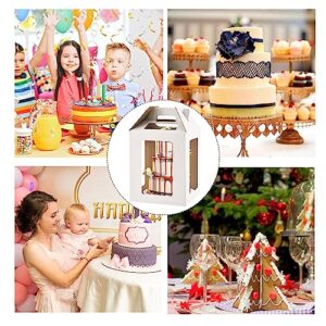 XININSUN Tall Cake Boxes with windows and Cake Boards,12x12x14 Tall Cake Carrier, Tiered Cake Box, Layer Cake Box, large cake box,Ideal for 10" & 12" Tiered Cakes (6 Pack-White)