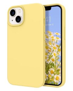 domaver iphone 13 mini case, phone case for iphone 13 mini women girls liquid silicone soft gel rubber microfiber lining cushion cover slim smooth protective-yellow