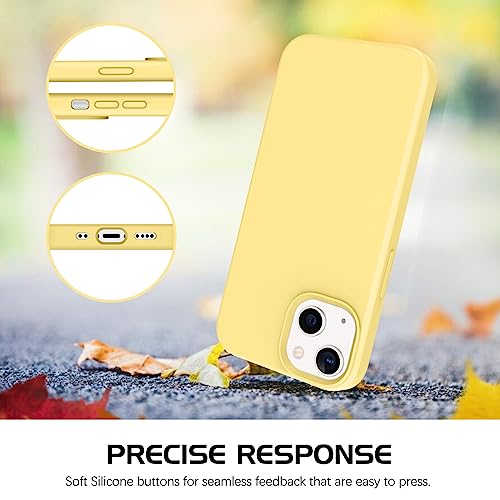 DOMAVER iPhone 13 Mini Case, Phone Case for iPhone 13 Mini Women Girls Liquid Silicone Soft Gel Rubber Microfiber Lining Cushion Cover Slim Smooth Protective-Yellow