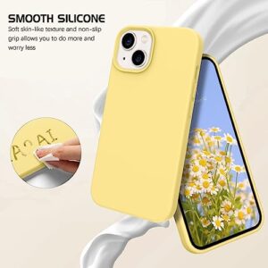 DOMAVER iPhone 13 Mini Case, Phone Case for iPhone 13 Mini Women Girls Liquid Silicone Soft Gel Rubber Microfiber Lining Cushion Cover Slim Smooth Protective-Yellow