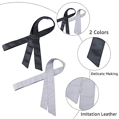 SUPERFINDINGS 2Pcs 2 Colors Obi Belt Fashion Imitation Leather Waist Band Women Solid Color Black Gray Retro Waist Belt with No Buckle Cinch Belt 176cm for Ladies Decoration