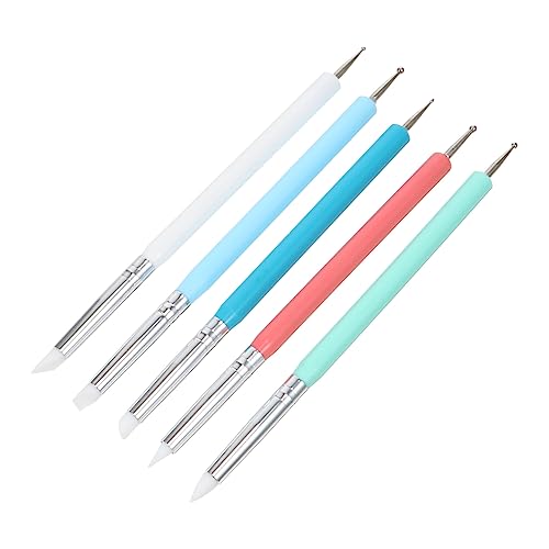 FRCOLOR 5pcs Silicone Dot Needle Pen Nail Tools Brochas Para Uñas Acrilicas Nails Kit Set Nail Art Dotting Pen Set Dot Paint Manicure Kit Nail Drawing Pen Nail Liner Brush Nail Art Brush