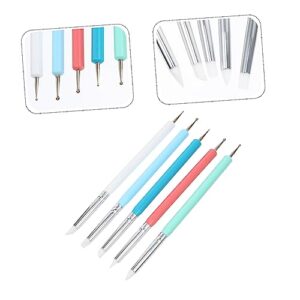 FRCOLOR 5pcs Silicone Dot Needle Pen Nail Tools Brochas Para Uñas Acrilicas Nails Kit Set Nail Art Dotting Pen Set Dot Paint Manicure Kit Nail Drawing Pen Nail Liner Brush Nail Art Brush