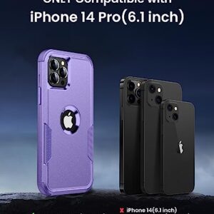 Scutum Designed for iPhone 14 Pro Case,[10 FT Military Grade Drop Protection] with [Screen Protector], 3 in 1 Non-Slip Heavy Duty Shockproof Phone Case,6.1 Inch, Purple