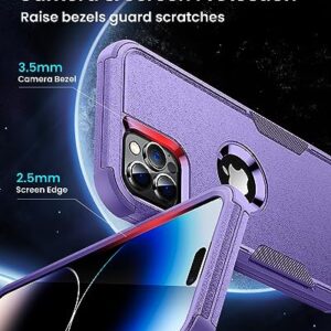 Scutum Designed for iPhone 14 Pro Case,[10 FT Military Grade Drop Protection] with [Screen Protector], 3 in 1 Non-Slip Heavy Duty Shockproof Phone Case,6.1 Inch, Purple