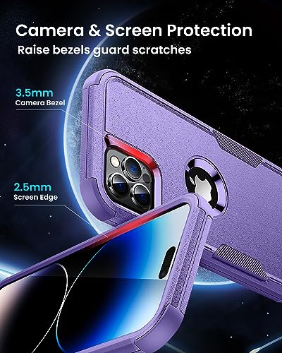 Scutum Designed for iPhone 14 Pro Case,[10 FT Military Grade Drop Protection] with [Screen Protector], 3 in 1 Non-Slip Heavy Duty Shockproof Phone Case,6.1 Inch, Purple