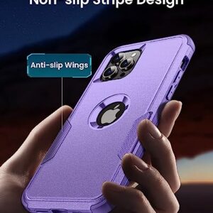 Scutum Designed for iPhone 14 Pro Case,[10 FT Military Grade Drop Protection] with [Screen Protector], 3 in 1 Non-Slip Heavy Duty Shockproof Phone Case,6.1 Inch, Purple