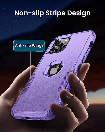 Scutum Designed for iPhone 14 Pro Case,[10 FT Military Grade Drop Protection] with [Screen Protector], 3 in 1 Non-Slip Heavy Duty Shockproof Phone Case,6.1 Inch, Purple