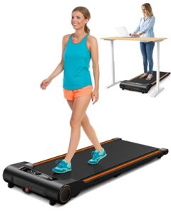walking pad, gorpore under desk walking treadmill for home office, portable mini treadmill with wider running belt and remote control