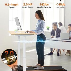 Walking Pad, GORPORE Under Desk Walking Treadmill for Home Office, Portable Mini Treadmill with Wider Running Belt and Remote Control