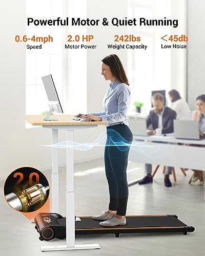 Walking Pad, GORPORE Under Desk Walking Treadmill for Home Office, Portable Mini Treadmill with Wider Running Belt and Remote Control