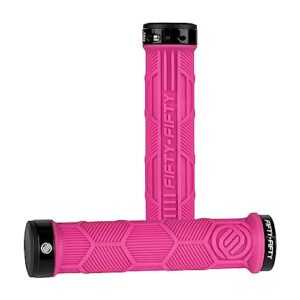 FIFTY-FIFTY Double Lock-On Mountain Bike Grips, Bicycle Handlebar Locking Grips, Non-Slip MTB Handle Grips (Pink)