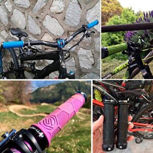 FIFTY-FIFTY Double Lock-On Mountain Bike Grips, Bicycle Handlebar Locking Grips, Non-Slip MTB Handle Grips (Pink)