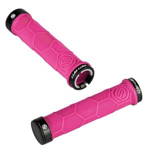 FIFTY-FIFTY Double Lock-On Mountain Bike Grips, Bicycle Handlebar Locking Grips, Non-Slip MTB Handle Grips (Pink)