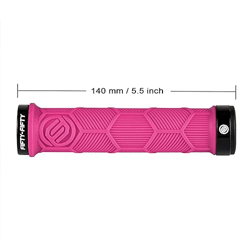 FIFTY-FIFTY Double Lock-On Mountain Bike Grips, Bicycle Handlebar Locking Grips, Non-Slip MTB Handle Grips (Pink)