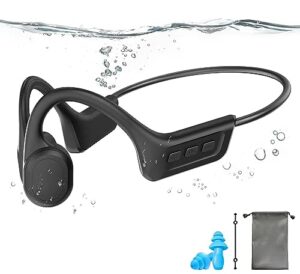 celsussound bone conduction headphones,ipx8 waterproof swimming headphones built-in 32gb memory,open ear wireless bluetooth earphones for running, diving,cycling,swimming.
