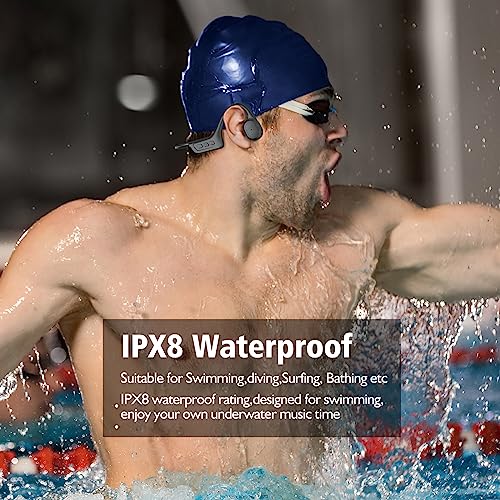 CelsusSound Bone Conduction Headphones,IPX8 Waterproof Swimming Headphones Built-in 32GB Memory,Open Ear Wireless Bluetooth Earphones for Running, Diving,Cycling,Swimming.