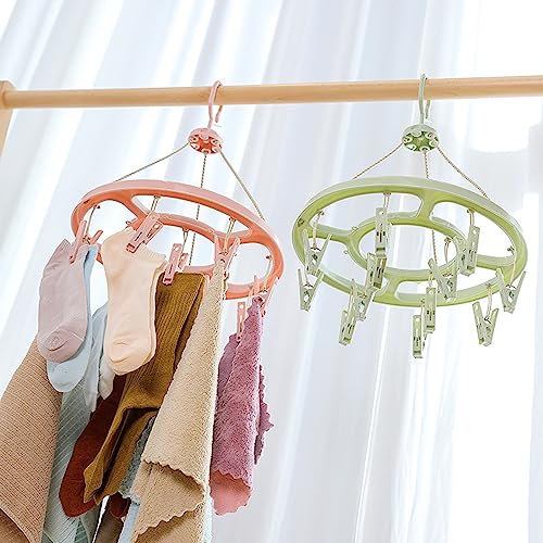 Ankexin Folding Clothes Drying Rack 24 Windproof Clips Collapsible Laundry Drying Rack Space Saver Clothes Rack for Bathroom