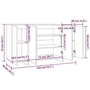 MNISDFL Buffet Cabinet Sideboard Coffee bar Cabinet Sideboard Black 53.1"x16.1"x29.5" Engineered Wood for Living Room, Office, Kitchen and Small Spaces