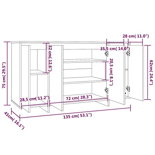 MNISDFL Buffet Cabinet Sideboard Coffee bar Cabinet Sideboard Black 53.1"x16.1"x29.5" Engineered Wood for Living Room, Office, Kitchen and Small Spaces