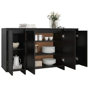 MNISDFL Buffet Cabinet Sideboard Coffee bar Cabinet Sideboard Black 53.1"x16.1"x29.5" Engineered Wood for Living Room, Office, Kitchen and Small Spaces