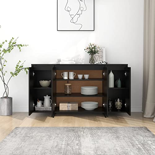 MNISDFL Buffet Cabinet Sideboard Coffee bar Cabinet Sideboard Black 53.1"x16.1"x29.5" Engineered Wood for Living Room, Office, Kitchen and Small Spaces