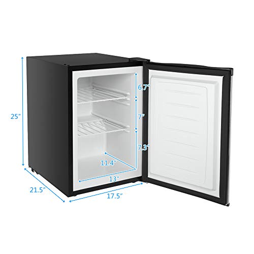 Winado Upright Freezer, 2.1 Cu.ft Mini Freezer, Stainless Steel Compact Upright Freezer w/Reversible Single Door, Removable Shelves for Home, Dorms, Apartment, Office