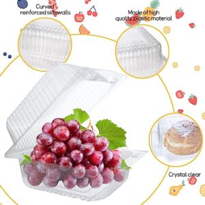 Jizvxe 200 Pcs Clear Plastic Take out Containers,Disposable Fancy Hinged Top Square Clamshell Food Boxes,Cake Slice Containers Clamshell Takeout Tray with Clear Lids,5.3x4.7x2.8 Inch