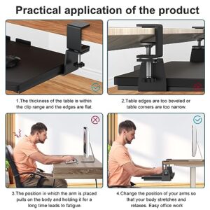 LETIANPAI Keyboard Tray Under Desk,Pull Out Keyboard & Mouse Tray with Heavy-Duty C Clamp Mount,32(37 Including Clamps)x11.8 in Slide Out Platform Computer Drawer,Suitable for home work or office work
