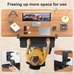 LETIANPAI Keyboard Tray Under Desk,Pull Out Keyboard & Mouse Tray with Heavy-Duty C Clamp Mount,32(37 Including Clamps)x11.8 in Slide Out Platform Computer Drawer,Suitable for home work or office work